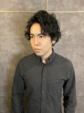 ロバーツ 国立(ROBERTS) メンズパーマ七三アップバング<理容室><国立/国立駅/メンズ>