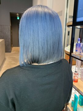 アルバム 池袋(ALBUM) ブルーボブ_外ハネボブセクションカラーペールベージュ_ba397882