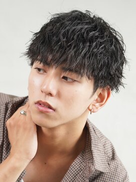 フィフス 渋谷(fifth) ゆるめ波巻きスパイラルパーマ束感マッシュヘア