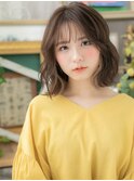 バレイヤージュくせ毛風小顔なみなみウェーブ