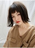 黒髪　大人ボブ　切りっぱなし　大人ボブ