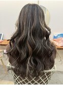 ロング細めハイライトヘーゼルブラウンブリーチ☆20代～50代