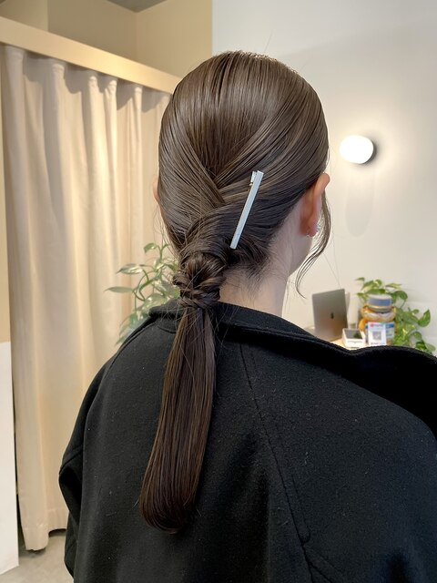 タイトなヘアセット