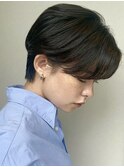 ハンサムショートパーマニュアンスパーマ黒髪耳かけ10代20代