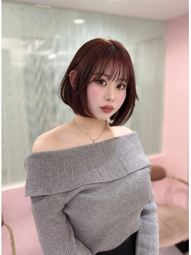 ジーナ 名駅(XENA.) レッドブラウン/暖色カラー/ブリーチなしダブルカラー/ミニボブ