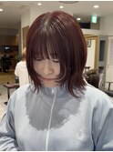 「顔まわりレイヤー×チェリーレッドボブ」