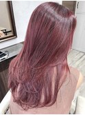 韓国風レイヤーカットワインレッドイルミナカラー20代30代40代