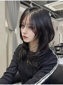 小顔似合わせカットくびレイヤー大人可愛いブルーカラー
