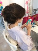 【着物ヘア】前髪立ち上げの大人カールアップ　ヘアセット