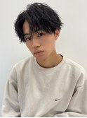西梅田メンズパーマセンターパートマッシュウルフカットフェード