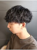 刈り上げマッシュショート波巻きツイストスパイラルパーマ
