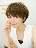 前髪あり耳掛け丸みくびれ大人ショートボブ20代30代40代50代＊