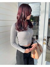 ヴォイスヘアーデザインウル(Voice hair design ulu) ボルドーピンクカラーとレイヤーカット