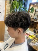 1ヶ月後ポイントカラーツーブロック刈り上げマッシュ札幌美容室