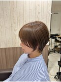 大人可愛い切りっぱなしひし形レイヤーカットモカベージュ