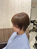 アース 天満橋店(HAIR & MAKE EARTH) 大人可愛い切りっぱなしひし形レイヤーカットモカベージュ