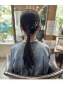 【入卒式用　ヘアーセット＆アレンジ】ポニーテールアレンジ