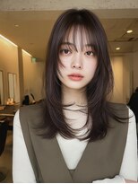 ケシキ 表参道 原宿(kesiki.)&nbsp;ミディアムレイヤー顔周りカットハッシュカットワンホンレイヤー