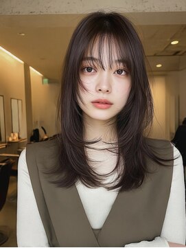 ケシキ 表参道 原宿(kesiki.) ミディアムレイヤー顔周りカットハッシュカットワンホンレイヤー