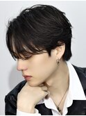 韓国メンズヘアコンマバング韓国マッシュセンターパートフェザー
