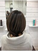 大人ボブ/ハイライト/30代40代50代/姪浜