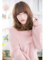 ヘアアンドビューティー ミック(Hair & Beauty miq)&nbsp;厚めバングで目力UP！ニュアンスウェーブ抜け感セミディa