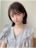 20代30代40代大人かわいい小顔ボブ ひし形シルエット グレージュ