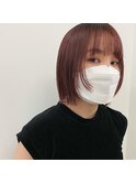 ボブ　切りっぱなしボブ　赤髪　20代　福岡　天神　薬院　今泉
