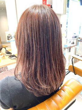 ヌク(NUK) ☆オレンジベージュカラー☆ミディアムスタイル☆ブリーチなし