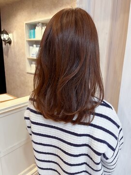 キャアリー(Caary) 福山人気セミロングヘアーマロンブラウンゆる巻き20代30代40代春