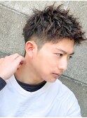 スパイキーショートザクザクショートアップバングツーブロック