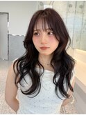 縮毛矯正くびれヘアアプリコットオレンジハイライトカラーボブ