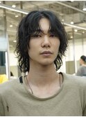 渋谷緩めスパイラルパーマメンズボブウルフニュアンスパーマ