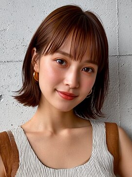 ロティー(loty) ミディアム 外ハネボブ ココアブラウン 透明感カラー 20代30代