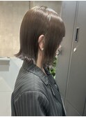 ダークグレージュ切りっぱなしボブオリーブブラウン髪質改善渋谷