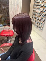 アース 郡山コスモス通り店(HAIR&MAKE EARTH)&nbsp;艶感ボルドー×くびれミディレイヤー