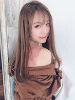 美容室9A ロングローレイヤー×透明感アッシュベージュ
