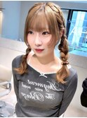 韓国風ゆる編みツインアレンジ/ライブヘアセット