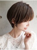 大人ショートボブ丸みショートカットマッシュショート前髪あり