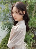 大人かわいい小顔レイヤー/ピンクベージュ/小顔シースルー前髪