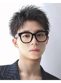 短髪アップバングツーブロックスパイキーショート