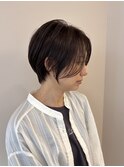 透け感ショート×艶ブラウン