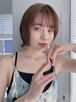 オレンジベージュカラー似合わせ顔周りカット顔まわりレイヤー