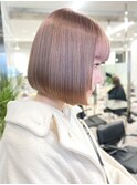 渋谷ブリーチカラータッセルボブ顔周りレイヤー切りっぱなしボブ