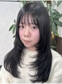顔周りレイヤーカット韓国風アディクシーカラーグレージュ堺東
