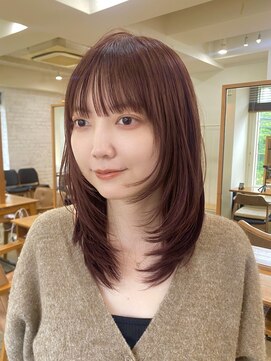 ガーデン 渋谷(GARDEN) ミディアム　レイヤーカット　顔周り　カシスブラウン