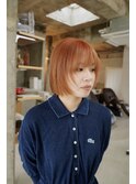 レイヤーボブ×オレンジベージュ