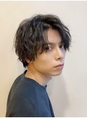 原宿ツイストスパイラルパーマメンズカットセンターパート緩め