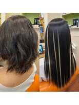 サイドビー(side B) 髪質改善酸性ストレート+カラー&編み込みエクステ80本