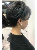 おしゃれ脱白髪染め×フレンチショート×ダークネイビーカラー